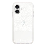 iPhone16 クッションバンパー 耐衝撃クリアケース ファブリックカラーレース ホワイト