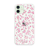 iPhone12mini ハイブリッド クリアケース フロレ ピンク