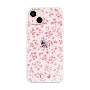 iPhone13 ハイブリッド クリアケース フロレ ピンク