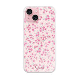 iPhone15 ハイブリッド クリアケース フロレ ピンク