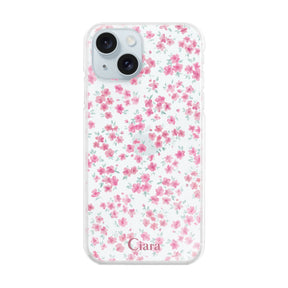 iPhone15Plus ハイブリッド クリアケース フロレ ピンク