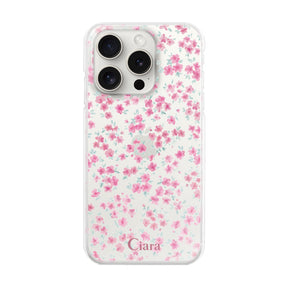 iPhone15ProMax ハイブリッド クリアケース フロレ ピンク