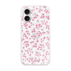 iPhone16 ハイブリッド クリアケース フロレ ピンク