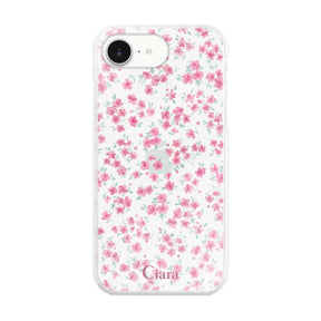 iPhone16e ハイブリッド クリアケース フロレ ピンク