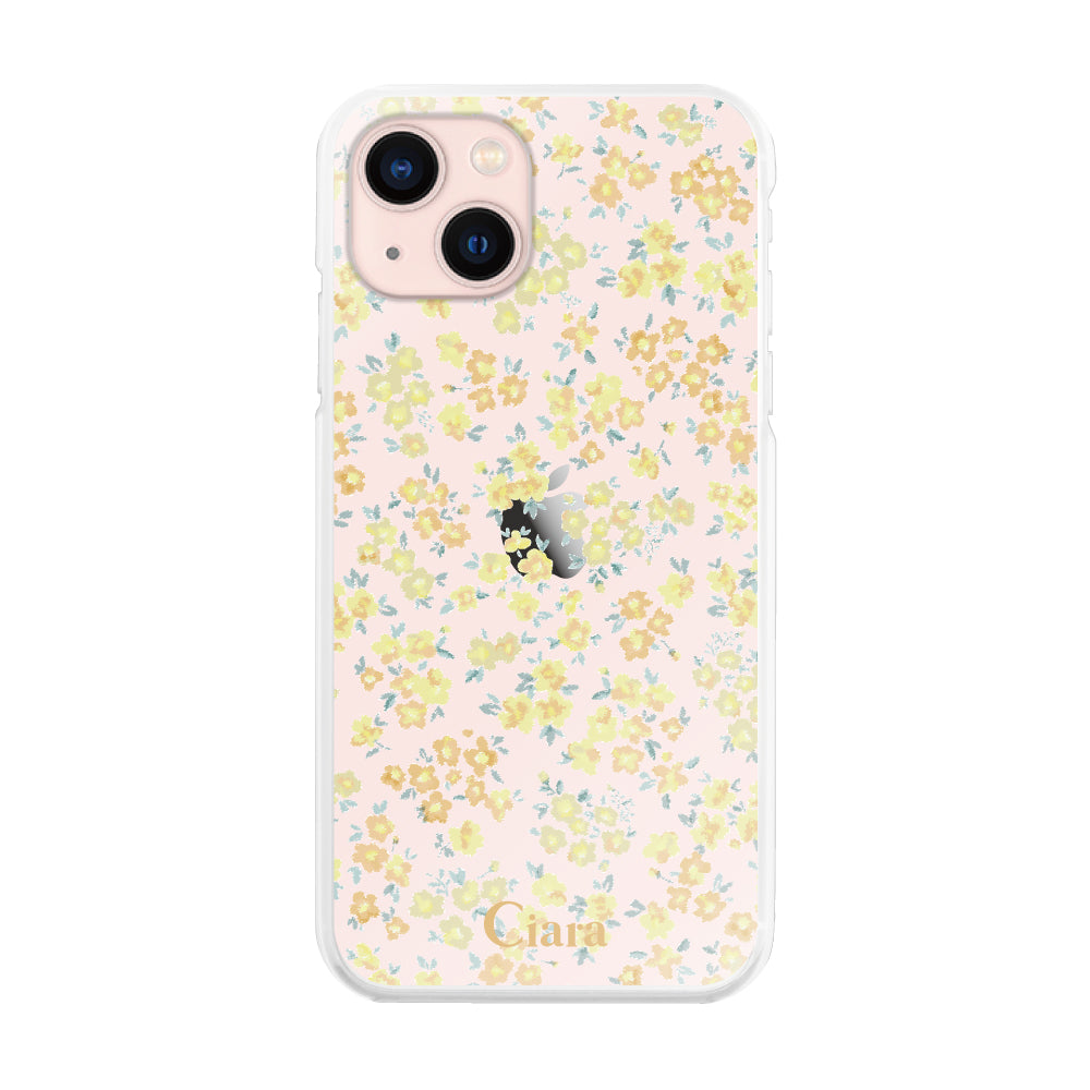 iPhone13 ハイブリッド クリアケース フロレ イエロー