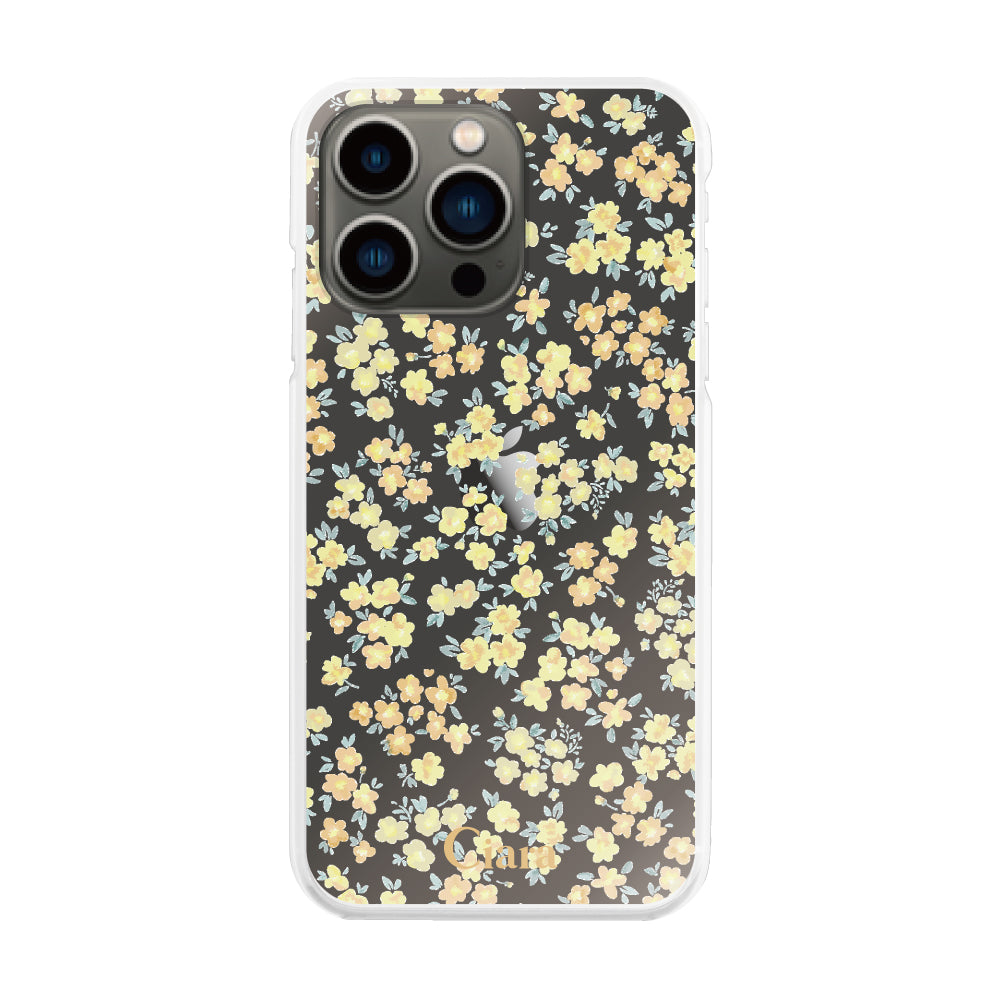 iPhone13Pro ハイブリッド クリアケース フロレ イエロー