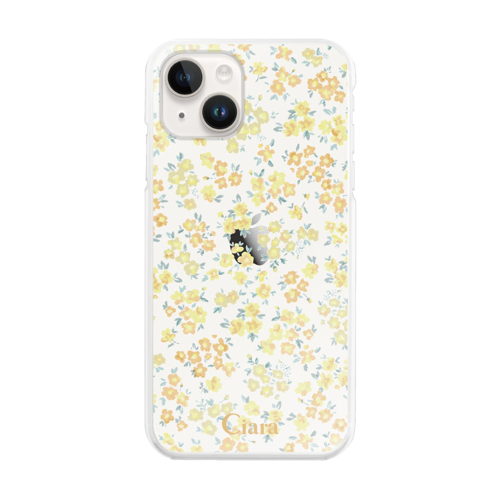 iPhone14 ハイブリッド クリアケース フロレ イエロー