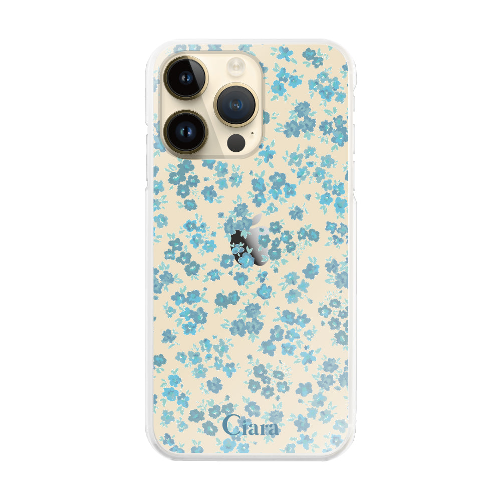 iPhone14Pro ハイブリッド クリアケース フロレ ブルー