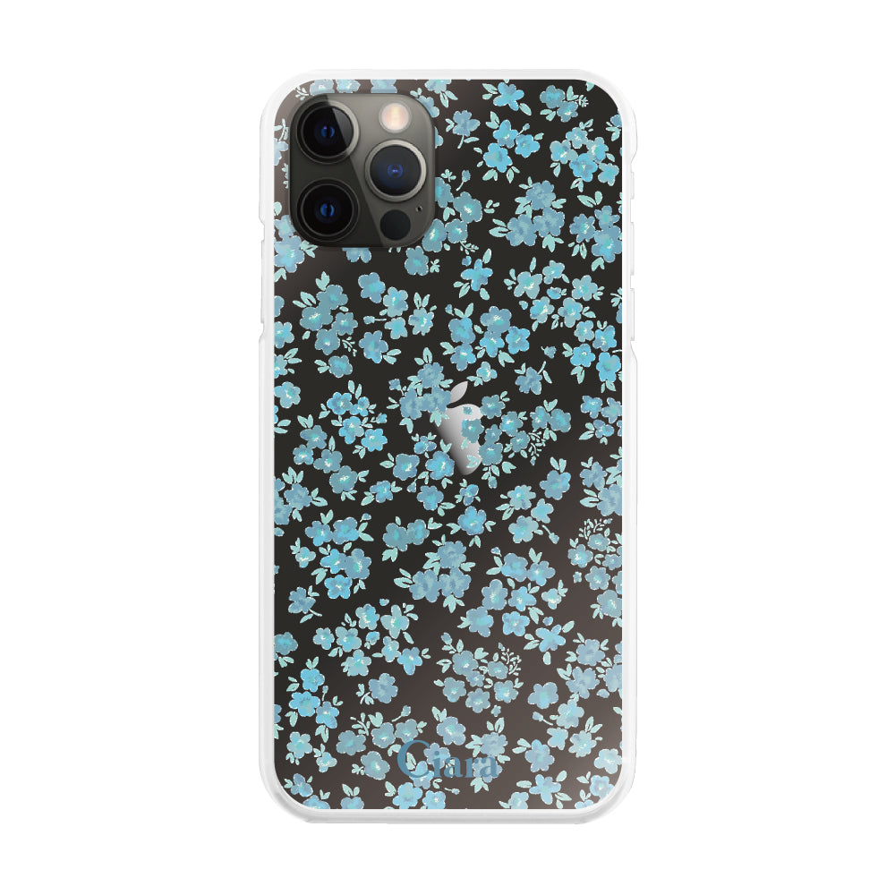 iPhoneX/XS ハイブリッド クリアケース フロレ ブルー