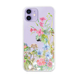 iPhone12/12Pro ハイブリッド クリアケース ボタニカルフラワー ピンク