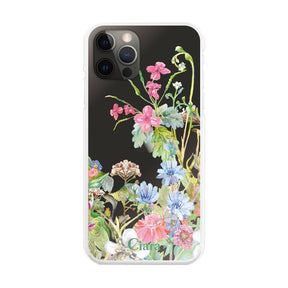 iPhoneX/XS ハイブリッド クリアケース ボタニカルフラワー ピンク