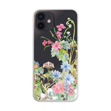 iPhoneXR ハイブリッド クリアケース ボタニカルフラワー ピンク