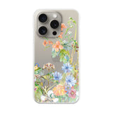iPhone15Pro ハイブリッド クリアケース ボタニカルフラワー オレンジ