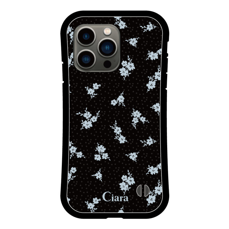iPhoneケース グリップ 耐衝撃ケース ドットフラワー