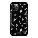 iPhoneX/XS グリップ 耐衝撃ケース ドットフラワー ブラック