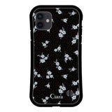 iPhoneXR グリップ 耐衝撃ケース ドットフラワー ブラック
