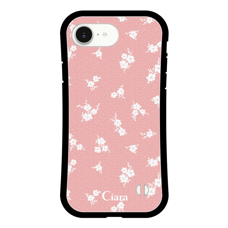 iPhoneケース グリップ 耐衝撃ケース ドットフラワー