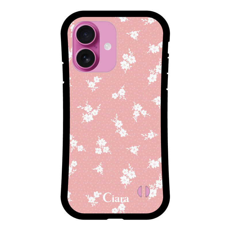 iPhoneケース グリップ 耐衝撃ケース ドットフラワー