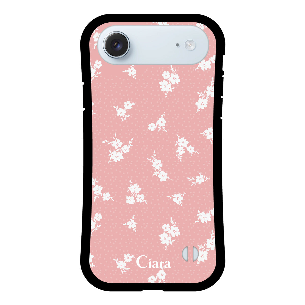 iPhoneAir グリップ 耐衝撃ケース ドットフラワー ピンク