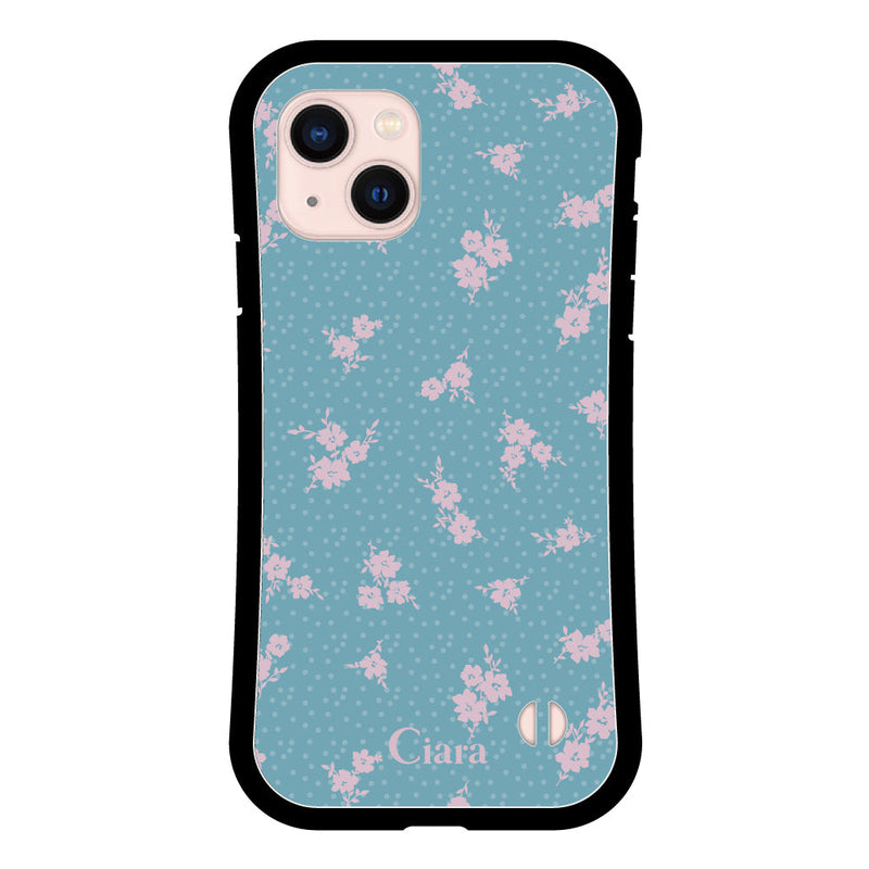 iPhoneケース グリップ 耐衝撃ケース ドットフラワー