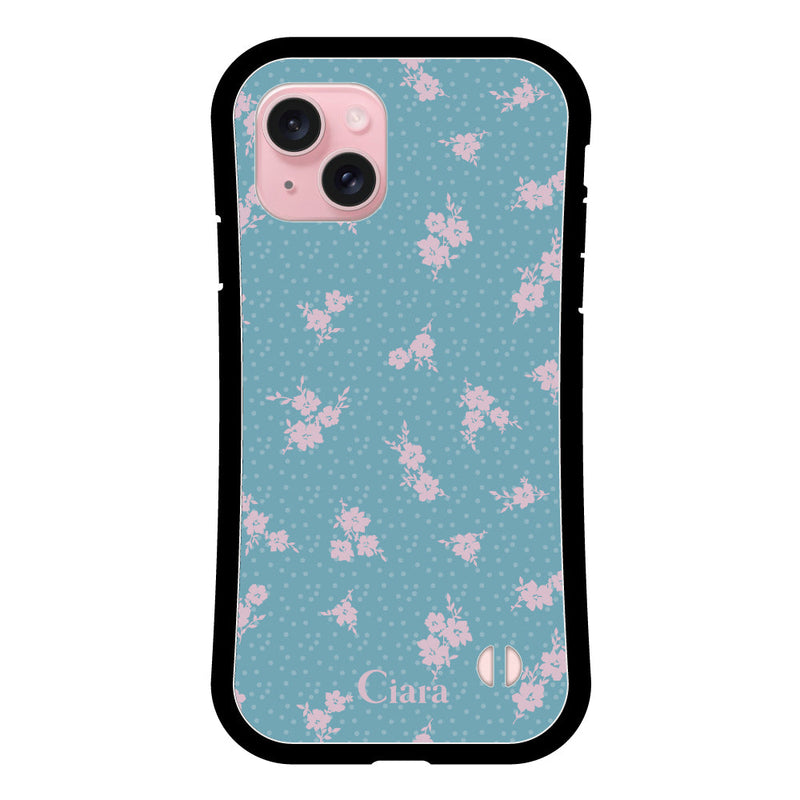 iPhoneケース グリップ 耐衝撃ケース ドットフラワー