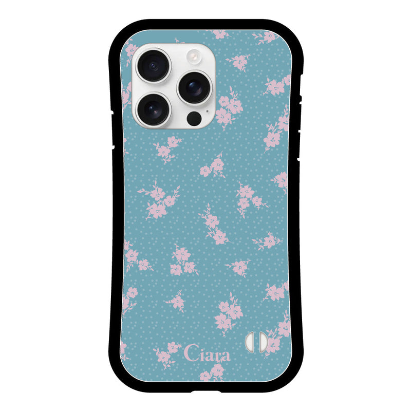 iPhoneケース グリップ 耐衝撃ケース ドットフラワー