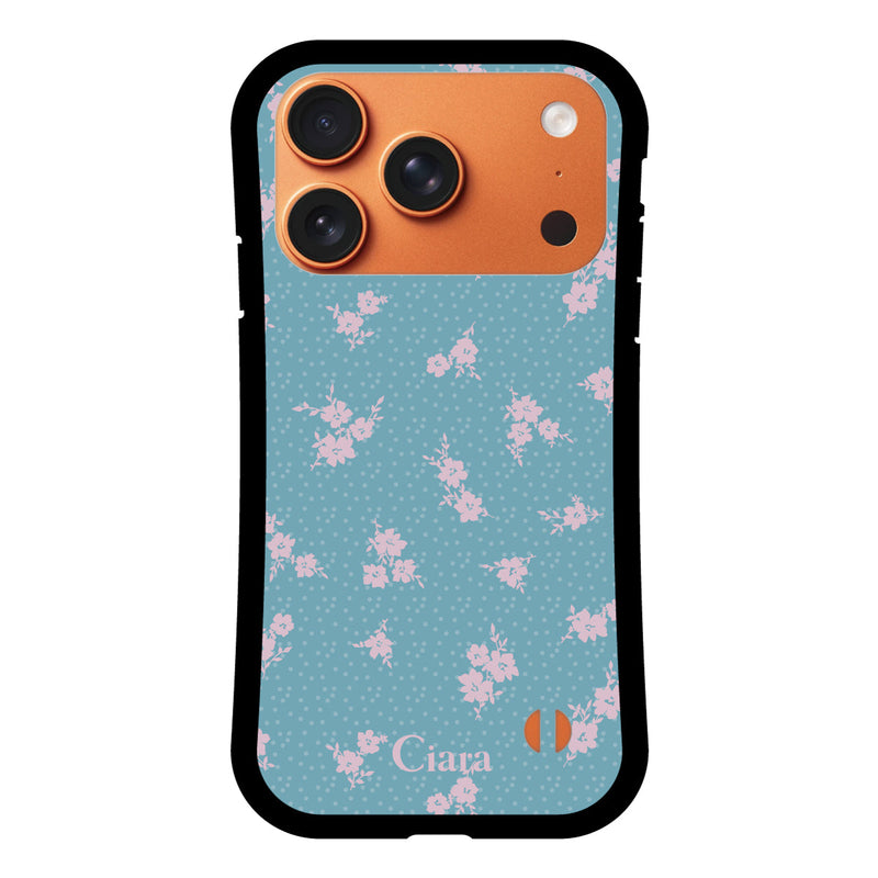 iPhoneケース グリップ 耐衝撃ケース ドットフラワー