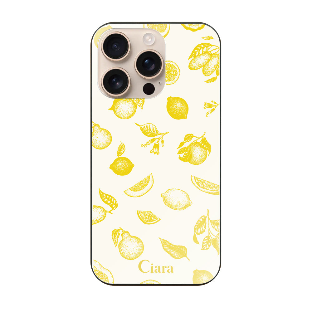 iPhone16Pro ガラス 強化ガラスケース ロマンティックレモン イエロー