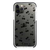iPhoneX/XS クッションバンパー 耐衝撃クリアケース ロマンティックチェリー ブラック