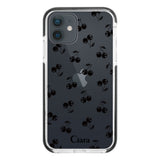 iPhoneXR クッションバンパー 耐衝撃クリアケース ロマンティックチェリー ブラック