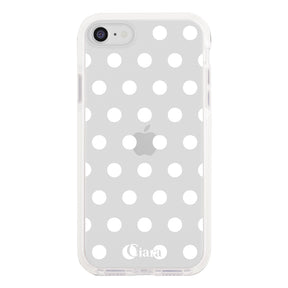 iPhone7Plus/8Plus クッションバンパー 耐衝撃クリアケース ドット ホワイト