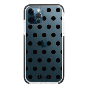 iPhone12ProMax クッションバンパー 耐衝撃クリアケース ドット ブラック