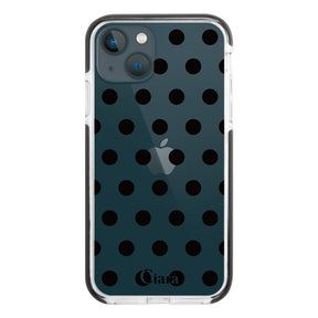 iPhone13mini クッションバンパー 耐衝撃クリアケース ドット ブラック