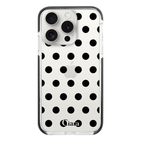 iPhone15ProMax クッションバンパー 耐衝撃クリアケース ドット ブラック