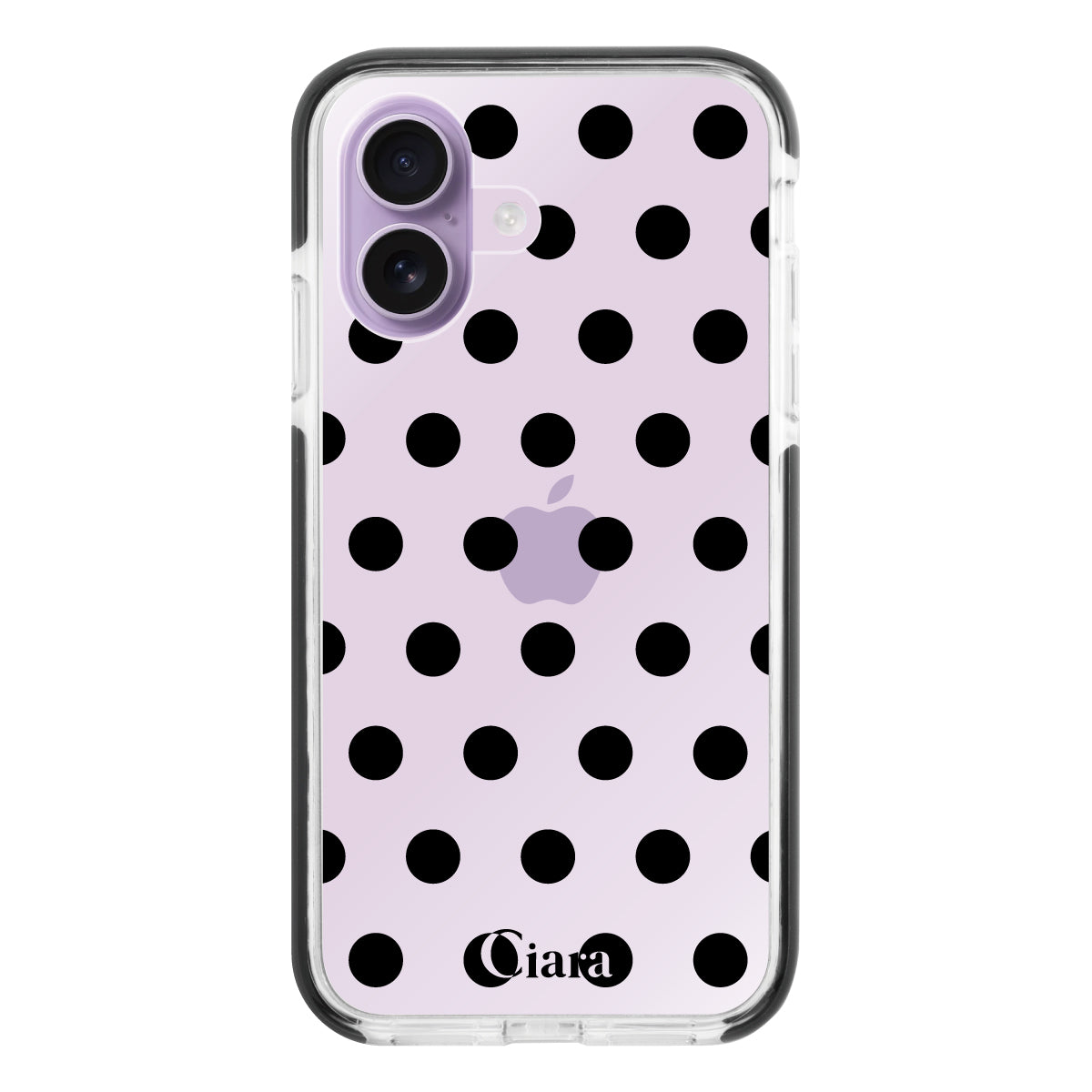 iPhone17 クッションバンパー 耐衝撃クリアケース ドット ブラック