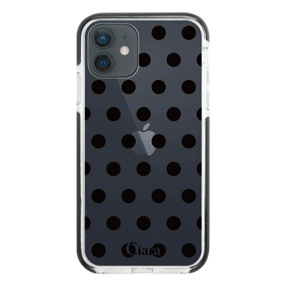 iPhoneXR クッションバンパー 耐衝撃クリアケース ドット ブラック