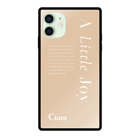 iPhone12miniケース スクエア 強化ガラスケース アリトルジョイ ベージュ