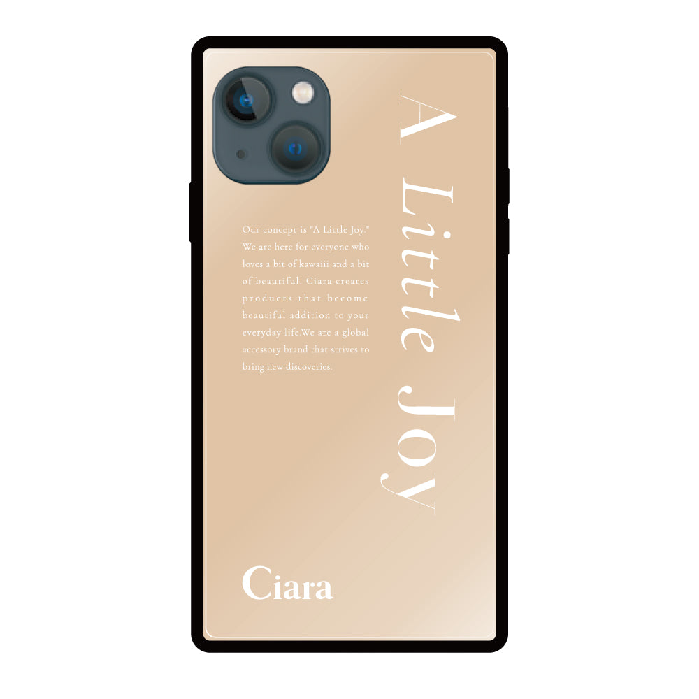 iPhone13miniケース スクエア 強化ガラスケース アリトルジョイ ベージュ