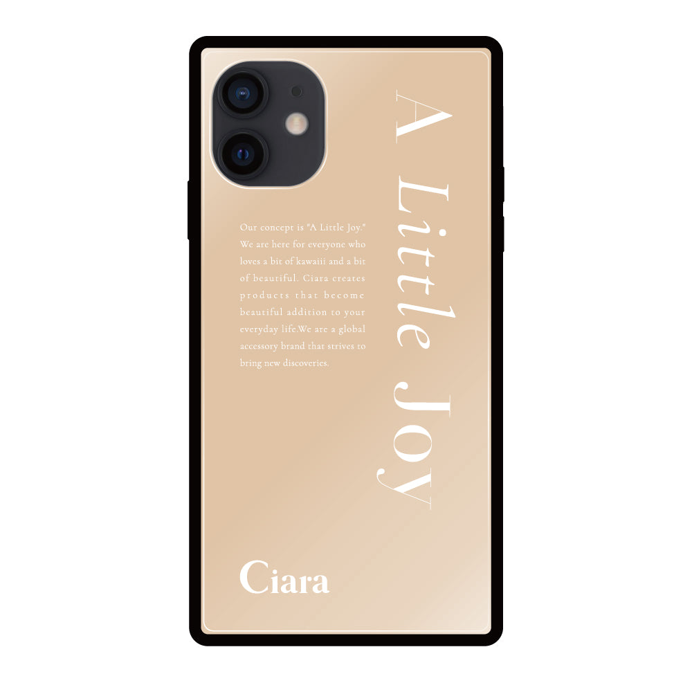 iPhoneXRケース スクエア 強化ガラスケース アリトルジョイ ベージュ