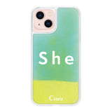iPhone13ケース ネオンサンド オイルケース シー イエロー/グリーン