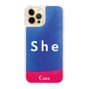 iPhone11ProMaxケース ネオンサンド オイルケース シー ピンク/ブルー