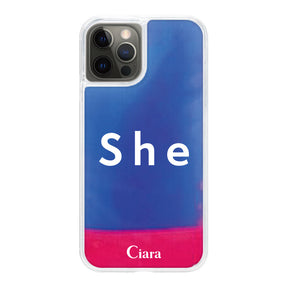 iPhoneX/XSケース ネオンサンド オイルケース シー ピンク/ブルー