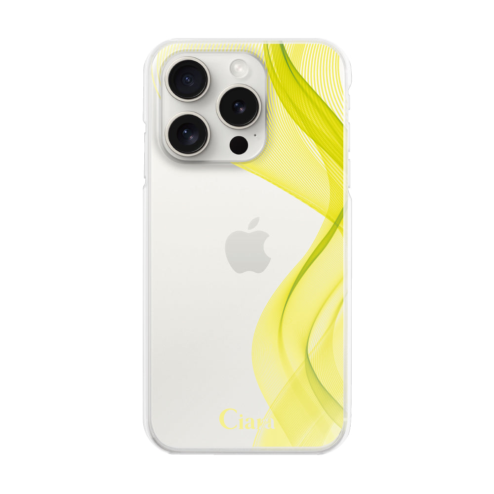 iPhone15ProMax ハイブリッド クリアケース シアーリボン イエロー