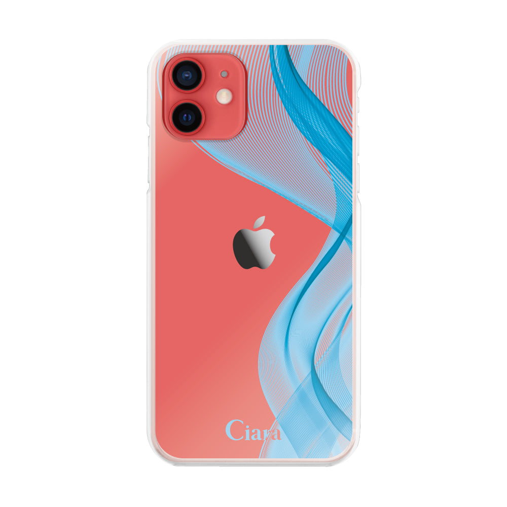 iPhone11 ハイブリッド クリアケース シアーリボン ブルー