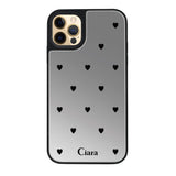 iPhone11ProMaxケース ミラーバンパー ミラー付きケース ニュースウィートブラックハート シルバー