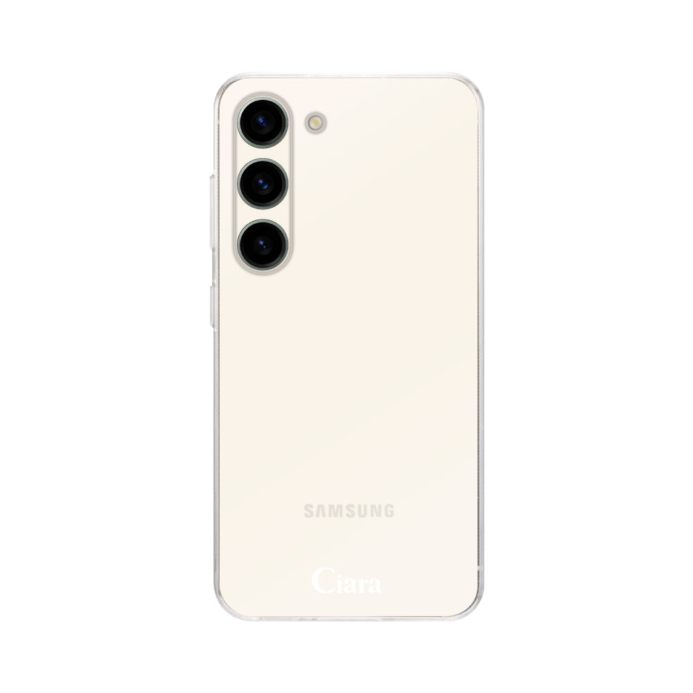 GalaxyS23ケース クリアケース ロゴ ホワイト
