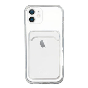 iPhone12 TPU カード収納クリアケース ロゴ ホワイト
