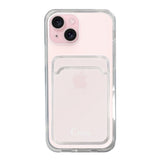 iPhone15 TPU カード収納クリアケース ロゴ ホワイト