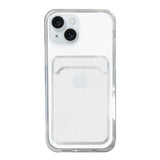 iPhone15Plus TPU カード収納クリアケース ロゴ ホワイト