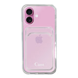 iPhone16 TPU カード収納クリアケース ロゴ ホワイト